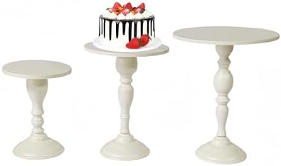 Cream White 3Pcs Metal Round Elegant Cake Stand Set Dessert Display in Off-White, alternate view 3