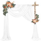 Cream White Wedding Arch Drapes, 2 Panels 28" x 20ft Chiffon Fabric Drapes for Ceremony & Reception in Cream, alternate view