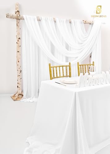 Cream White Wedding Arch Drapes, 2 Panels 28" x 20ft Chiffon Fabric Drapes for Ceremony & Reception in Cream, alternate view