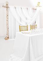 Cream White Wedding Arch Drapes, 2 Panels 28" x 20ft Chiffon Fabric Drapes for Ceremony & Reception in Cream, alternate view