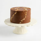 Cream Wooden Cake Stand Scalloped Round 7.75" L X 7.75" W X 3" H in Cream
