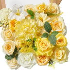 Cream Yellow Artificial Flowers, Silk Fake Flowers Box for Wedding in A Bloom Cream Yellow