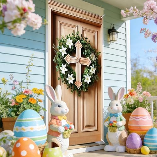 Cross Lily Easter Door Cover Banner 35x71 Inches Polyester in 35x71 Inches, alternate view 2