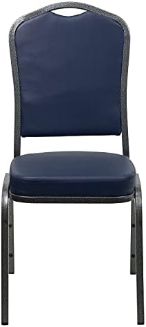 Crown Back Stacking Banquet Chair, Navy Vinyl/Silver Vein Frame, alternate view 5