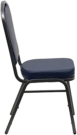 Crown Back Stacking Banquet Chair, Navy Vinyl/Silver Vein Frame, alternate view 6