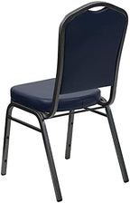 Crown Back Stacking Banquet Chair, Navy Vinyl/Silver Vein Frame, alternate view 7