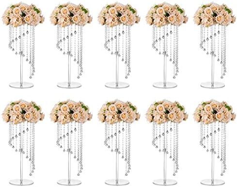 Crystal Acrylic Stand Centerpiece, 23.6" Tall, 10 Pcs, Clear in Clear