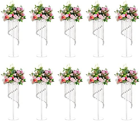 Crystal Acrylic Stand Centerpiece, 31.5" Tall, 10 Pcs, Clear in Clear