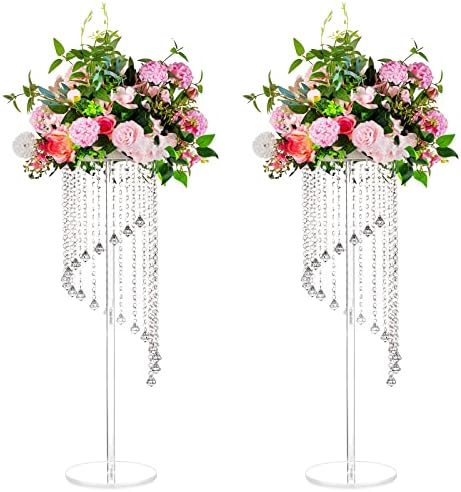 Crystal Acrylic Stand Centerpiece, 31.5" Tall, 2 Pcs, Clear in Clear