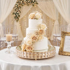 Crystal Cake Stand with Mirror, Gold Round, 14 Inch in Gold, alternate view 2