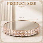 Crystal Cake Stand with Mirror, Gold Round, 14 Inch in Gold, alternate view 3