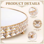 Crystal Cake Stand with Mirror, Gold Round, 14 Inch in Gold, alternate view 4