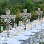 Crystal Candelabra Centerpiece, 5-Light Gold Metal Stand with Hanging Crystals, Decorative Wedding Table Holder, alternate