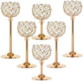 Crystal Candle Holders 2 Set of 6 - Gold Vintage Hollow Ball Candle Stand for Table Centerpiece, Crystal Metal