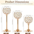 Crystal Candle Holders 2 Set of 6 - Gold Vintage Hollow Ball Candle Stand for Table Centerpiece, Crystal Metal, alternate