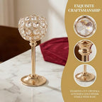 Crystal Candle Holders 2 Set of 6 - Gold Vintage Hollow Ball Candle Stand for Table Centerpiece, Crystal Metal, alternate