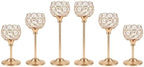 Crystal Candle Holders Gold Vintage Hollow Ball Candle Stand 6PCS in Gold