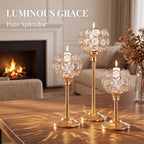 Crystal Candle Holders Gold Vintage Hollow Ball Candle Stand 6PCS in Gold, alternate view 2