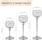 Crystal Candle Holders Silver Vintage Hollow Ball Candle Stand 3PCS in Silver, alternate view 3
