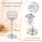 Crystal Candle Holders Silver Vintage Hollow Ball Candle Stand 3PCS in Silver, alternate view 4