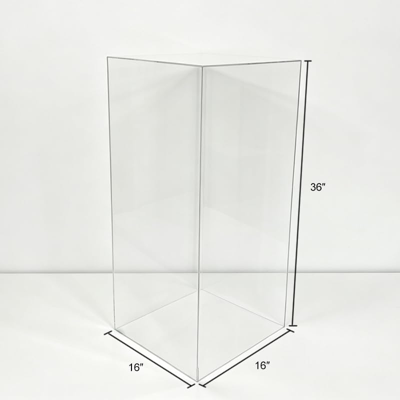 Crystal Clear Acrylic Pedestal Stand, 16''x16''x36'' in Clear, alternate view 2