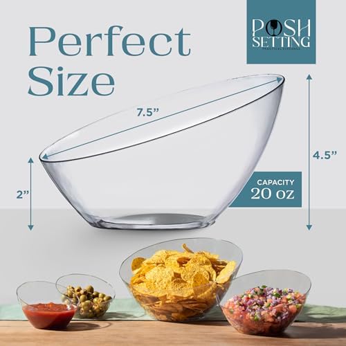 Crystal Clear, Disposable Premium Hard Plastic Medium Angled Bowl, Party, Salad, Snack and Fruit Bowl 10 Pack in, alternate