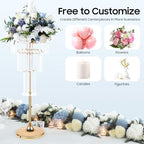 Crystal Flower Stand Wedding Centerpieces for Tables, 32in/82cm Height Flower Arrangement Holders Metal Flower, alternate