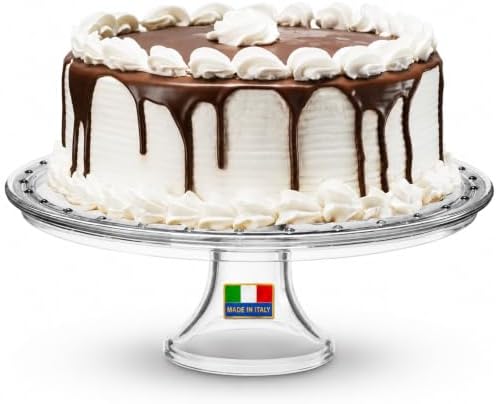 Crystal Glass Cake Stand, Wedding Cake Plate, Made in Italy in Clear