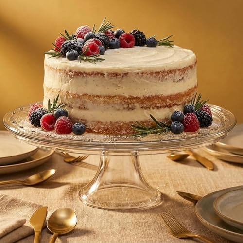 Crystal Glass Cake Stand, Wedding Cake Plate, Made in Italy in Clear, alternate view 2