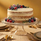 Crystal Glass Cake Stand, Wedding Cake Plate, Made in Italy in Clear, alternate view 2