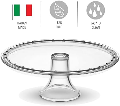 Crystal Glass Cake Stand, Wedding Cake Plate, Made in Italy in Clear, alternate view 4