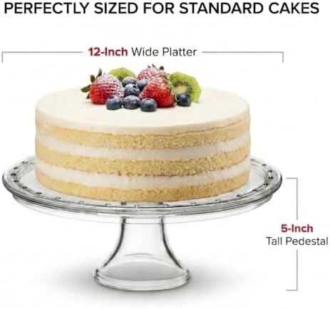 Crystal Glass Cake Stand, Wedding Cake Plate, Made in Italy in Clear, alternate view 6