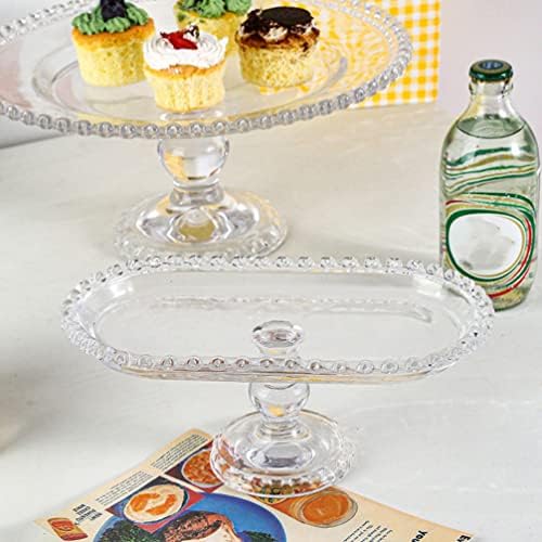 Crystal Glass Fruits Serving Tray 9.76X5.03X4.13 Inch Decorative Snack Plate for Afternoon Tea Dining Table, alternate view 2