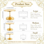 Crystal Gold Cake Stand, Metal Dessert Display Stand Set, 3 Pcs, 8"10"12" in gold, white, alternate view 3