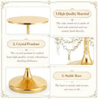 Crystal Gold Cake Stand, Metal Dessert Display Stand Set, 3 Pcs, 8"10"12" in gold, white, alternate view 5