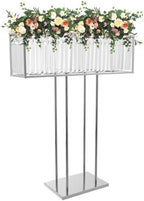 Crystal Vases for Centerpieces, 35.4 in Tall Metal Square Vase Stand in Silver