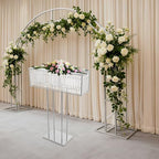 Crystal Vases for Centerpieces, 35.4 in Tall Metal Square Vase Stand in Silver, alternate view 4