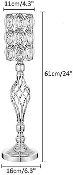 Crystal Wedding Centerpiece Vases for Tables - Set of 10 Metal Silver Vases, 24in Tall Versatile Flower Holders, alternate