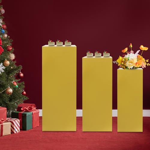 Cuboid Pedestal Stands for Party,3Pcs Pedestal Display Plinth Pillars, Metal Party Stands Decor, Cake Stand for, alternate