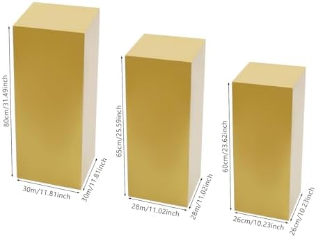 Cuboid Pedestal Stands for Party,3Pcs Pedestal Display Plinth Pillars, Metal Party Stands Decor, Cake Stand for, alternate