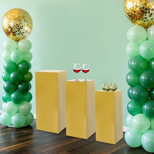 Cuboid Pedestal Stands for Party,3Pcs Pedestal Display Plinth Pillars, Metal Party Stands Decor, Cake Stand for, alternate