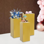 Cuboid Pedestal Stands for Party,3Pcs Pedestal Display Plinth Pillars, Metal Party Stands Decor, Cake Stand for, alternate