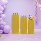 Cuboid Pedestal Stands for Party,3Pcs Pedestal Display Plinth Pillars, Metal Party Stands Decor, Cake Stand for, alternate