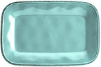 Cucina Dinnerware Stoneware Rectangular Platter, Agave Blue -, 8" x 12" in 8 Inch x 12 Inch in Agave Blue, alternate view 3