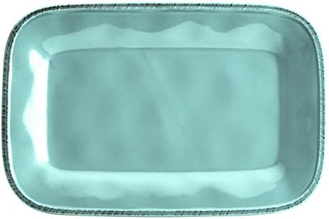 Cucina Dinnerware Stoneware Rectangular Platter, Agave Blue -, 8" x 12" in 8 Inch x 12 Inch in Agave Blue, alternate view 3