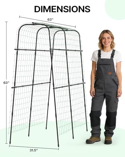 Cucumber Trellis for Raised Bed 63" x 63" U-Shaped Metal in Black, alternate view 2