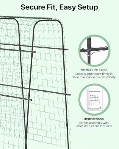 Cucumber Trellis for Raised Bed 63" x 63" U-Shaped Metal in Black, alternate view 5