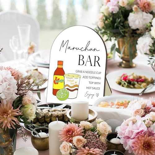 Cup Noodles Station Board for Babies Party, Noodle Bar Wooden Welcome Table Sign for Baby Shower, Baby Shower, alternate view