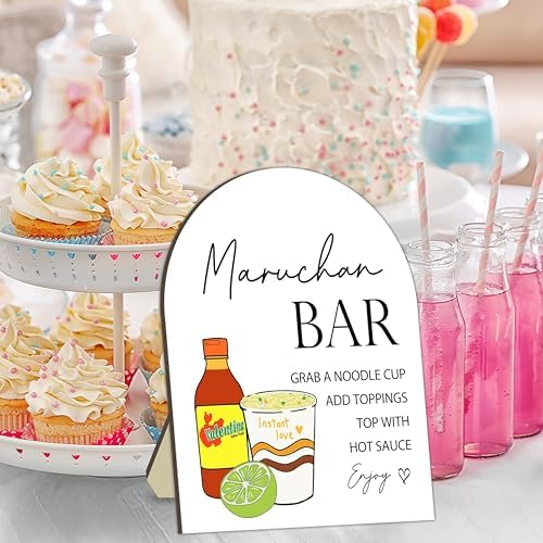 Cup Noodles Station Board for Babies Party, Noodle Bar Wooden Welcome Table Sign for Baby Shower, Baby Shower, alternate view