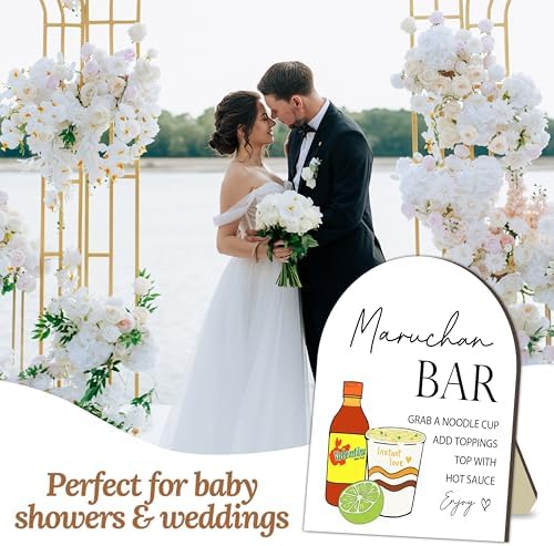 Cup Noodles Station Board for Babies Party, Noodle Bar Wooden Welcome Table Sign for Baby Shower, Baby Shower, alternate view